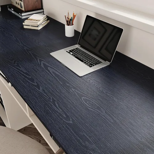 Vista 2 de WESTICK Papel tapiz de madera azul oscuro, para despegar y pegar, impermeable, papel de contacto de grano de madera azul marino para cocina