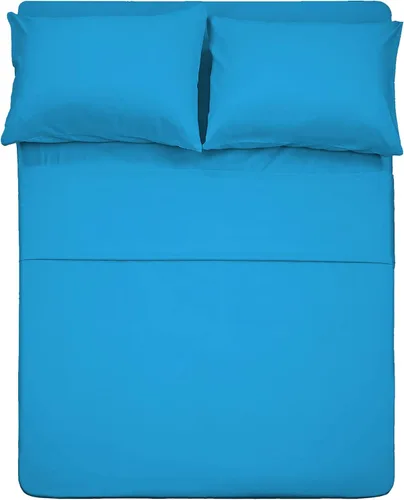 Vista 31 de Juego de sábanas de diseño estampado clásico - Juegos de sábanas con bolsillo profundo ultra suave y transpirable., Microfibra, Celeste (Baby Blue)