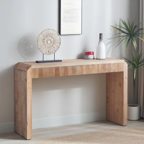 Vista 13 de Mesa consola de madera de 59 pulgadas para entrada, moderna mesa de sofá detrás del sofá con mesa espaciosa, mesas de sofá de granja para sala