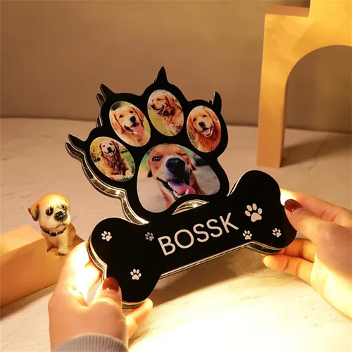 Vista 12 de Luz nocturna acrílica personalizada con foto de mascota, lámpara acrílica personalizada con nombre de perro, lámpara de hueso de foto de perro