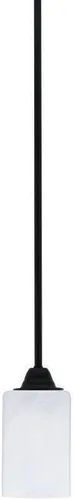 Vista 94 de Toltec Lighting Paramount - Mini colgante de 1 luz en acabado negro mate con cristal de arte perla de 7 pulgadas y estilo negro