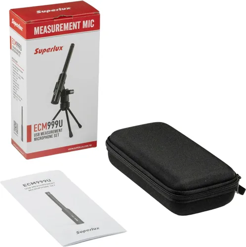 Vista 8 de Superlux ECM999U - Juego de micrófonos de medición USB, micrófono condensador Omni de campo libre para análisis acústico de habitación, prueba