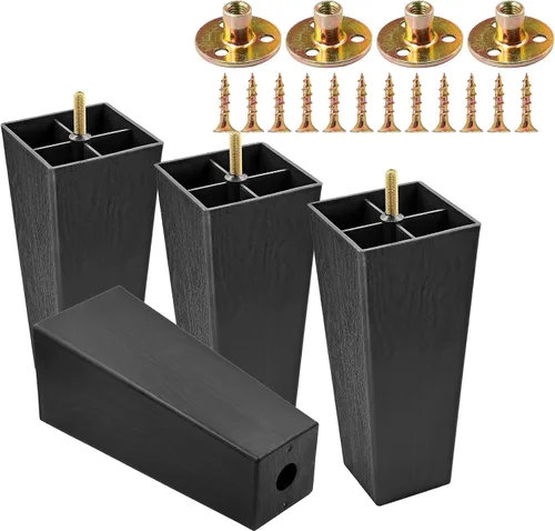 Vista 14 de 4pcs patas cuadradas de plástico 2-1/2" con tuercas de placa, rosca M8-1.25