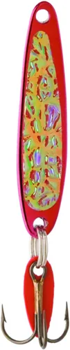 Vista 3 de Bay de Noc 2-1/4-Inch Swedish Pimple Ice Fishing Hook, 1 Piece, White Pearl Naranja fluorescente/dorado