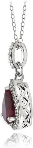 Vista 2 de Sterling Silver Synthetic Gemstones & White Sapphire Teardrop Dangling Necklace for Women Girls