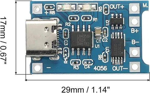 Vista 2 de MECCANIXITY Tipo-C USB 4.5-5.5V 1A Módulo de cargador de batería Placa de carga de doble protección Funciones Paquete de 10