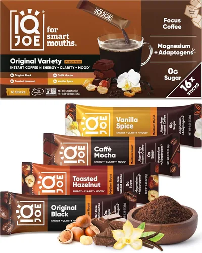 Vista 9 de IQJOE Paquetes de Café de Hongos (40 Porciones) Melena de León, Magnesio Magtein, Antioxidantes, Adaptógenos - Negro Original - Café Instantáneo