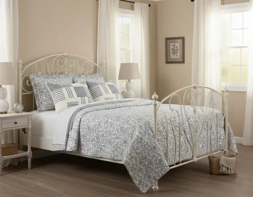 Vista 2 de Doylestown - Edredón de retazos y flores, 100% algodón, reversible, con cuadros de guingán, saco de grano y rayas azules para decoración