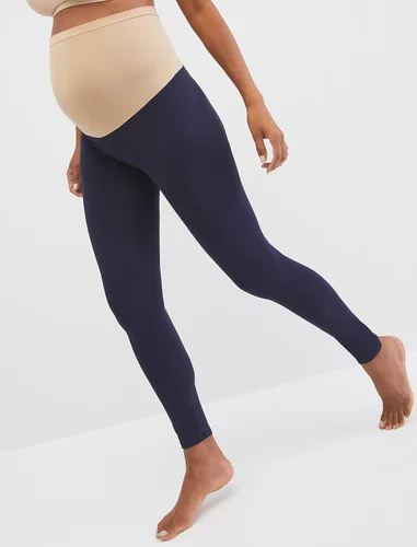 Vista 3 de Motherhood Maternity Women's Essential Stretch Secret Fit Over the Belly Leggings Full Length & Crop Length XS-3X 1 & 2 Packs