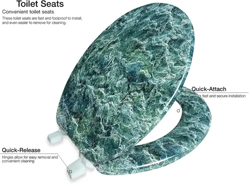 Vista 3 de J&V Textiles Asiento de inodoro redondo con bisagra fácil de limpiar y cambiar (Jade)*