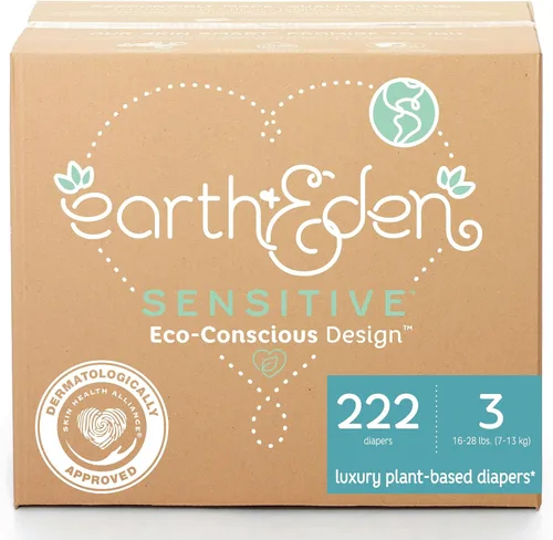 Vista 7 de Earth & Eden Sensitive Pañales ecológicos e hipoalergénicos Talla 1 176 unidades Respetuoso con el medio ambiente, hipoalergénico, sin