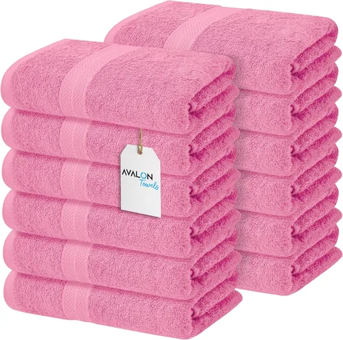 Vista 19 de Avalon Towels Toallas de baño para baño, 100% algodón, color negro, paquete de 12 (24 x 48 pulgadas), juego de toallas de baño de secado rápido