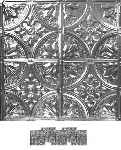 Vista 16 de American Tin Ceilings Kit de 5 unidades: azulejos metálicos para clavar en patrón #2 clavado y color sin terminar. 24 x 24 pulgadas