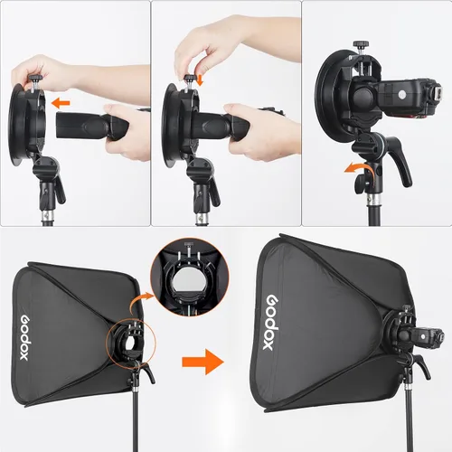 Vista 7 de Godox 32x32inch 31.5x31.5 in Grid Strip Softbox con S2 S-Type Speedlite Soporte Bowens Mount para Godox V1 Series, AD200Pro, AD200, AD400Pro