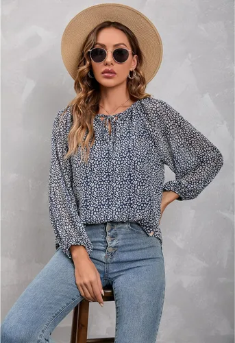 Vista 5 de Mansy - Blusas sueltas de verano con cuello en V y estampado floral para mujer
