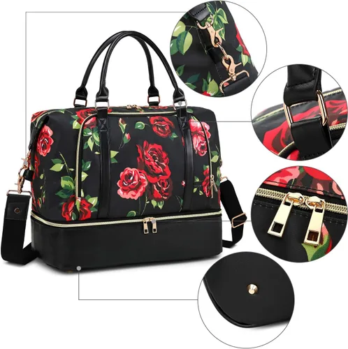 Vista 15 de CAMTOP - Bolsa de viaje de fin de semana para mujer, bolsa de lona con espacio para laptop de15.6 pulgadas