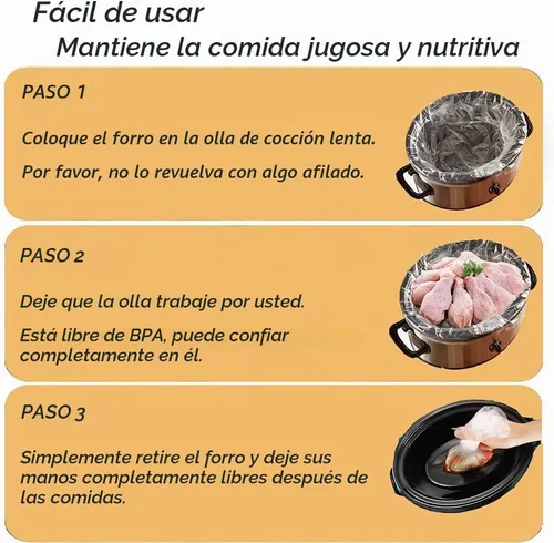 Vista 4 de 16 bolsas de revestimiento de olla de cocción lenta, bolsas de cocina desechables multiusos, tamaño grande para 3 cuartos de galón a 8 cuartos