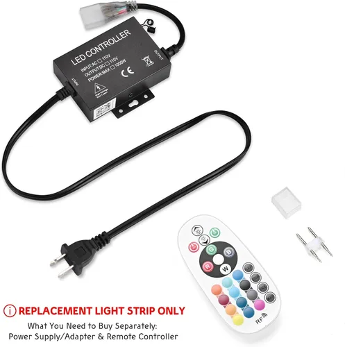 Vista 6 de DELight Tira de luces LED de neón blanca cálida de 10 pies AC 110 V IP65, impermeable, cortable, regulable, flexible, tira de luces LED DIY