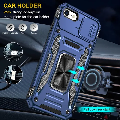Vista 4 de Asuwish Funda de teléfono para iPhone 7plus 8plus 7/8 Plus con protector de pantalla de vidrio templado y cubierta deslizante para cámara
