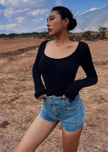 Vista 2 de Body de manga larga con cuello cuadrado para mujer, 3 piezas