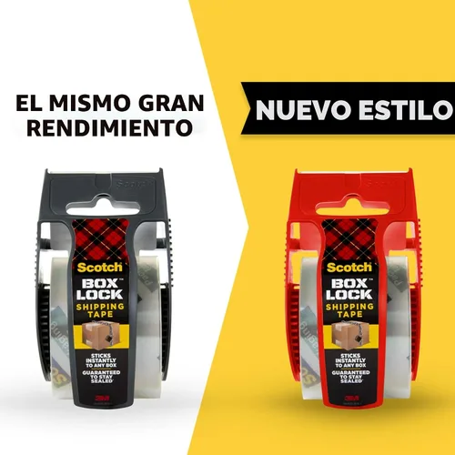 Vista 3 de Cinta de embalaje Scotch Box Lock, cinta de embalaje transparente, cinta adhesiva de agarre extremo para cajas de envío navideño, 1.88 pulgadas x