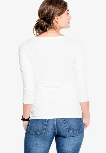 Vista 3 de Ellos Camiseta de manga tres cuartos con cuello redondo para mujer, talla grande