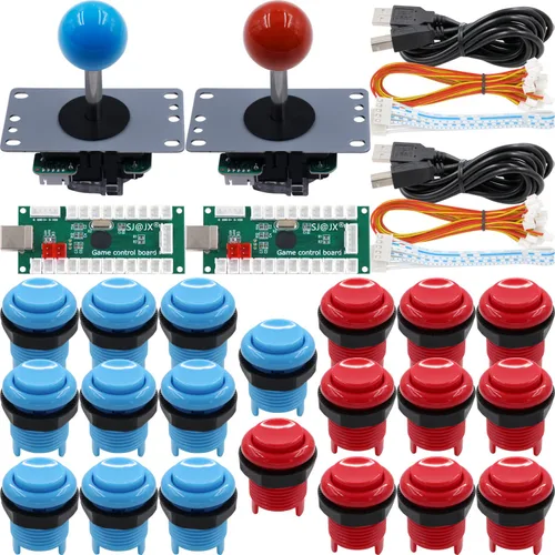 Vista 10 de SJ@JX Arcade Game 2 Player Controller DIY Kit Microswitch Recessed Button 4&8 Way Joystick Zero Delay USB Encoder Fighting Stick Handles Console for