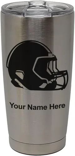 Vista 27 de LaserGram Vaso aislado al vacío de 20 onzas, casco de fútbol, grabado personalizado incluido (morado claro)
