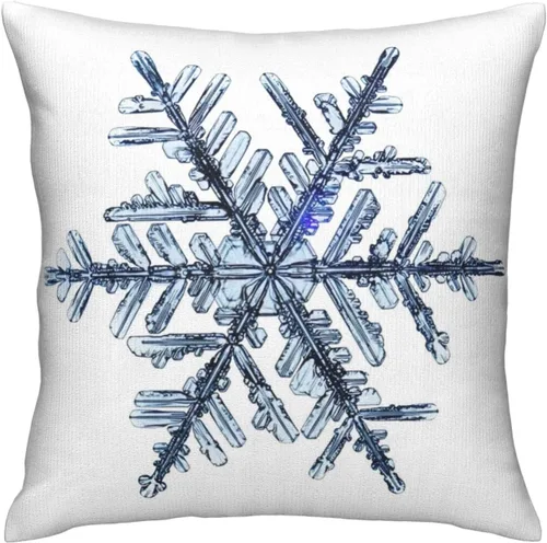 Vista 5 de VARUN Fundas de almohada de copo de nieve transparentes con fondo blanco, diseño artístico de invierno, fundas de almohada cuadradas para decoración