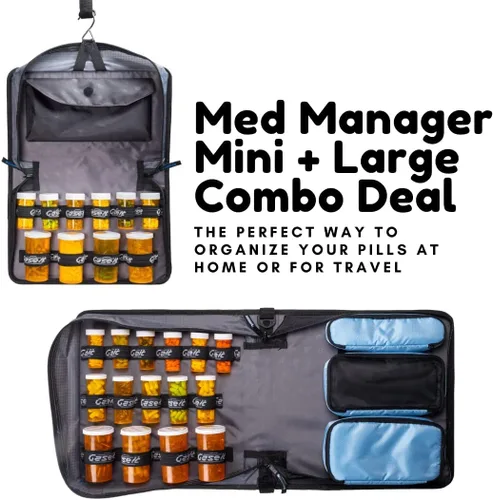 Vista 5 de Med Manager Organizador de medicamentos y carpeta médica portátil, capacidad para (15) botellas de píldoras, (11) botellas de tamaño estándar y (4)