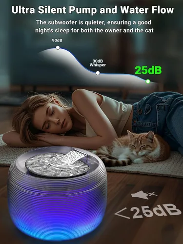 Vista 4 de Kastty - Fuente de agua para gatos silenciosa de 3.5L, fuente de agua para mascotas de gran capacidad de 118 oz para gatos en interiores con luz LED