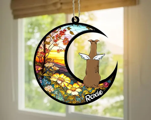 Vista 743 de LOVELYPOD Adorno de Navidad personalizado para perro Basset Hound (marrón) Basset Hound (marrón) adorno para atrapasoles de perro, razas de perros
