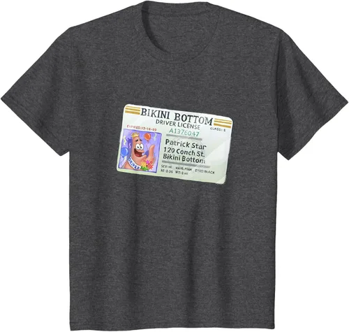 Vista 32 de SpongeBob SquarePants Camiseta con logotipo de Patrick Star Driver License King, Negro