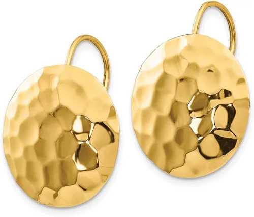 Vista 2 de Pendientes de oro amarillo de 14 quilates con círculo martillado