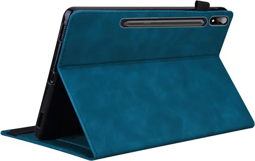 Vista 5 de Dteck Funda inteligente de cuero para Samsung Galaxy Tab S8 Ultra de 14.6 pulgadas 2022, azul con bolsillo frontal, soporte de múltiples ángulos
