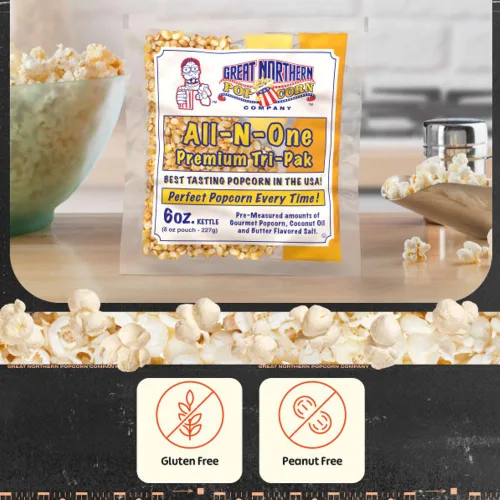 Vista 4 de 1 caja (12) de paquetes de pochoclo de 6 onzas Great Northern Popcorn, porción para película