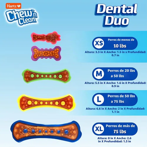 Vista 3 de Hartz Chew 'n Clean Dental Duo Golosina dental para perros con sabor a tocino y masticable, extra grande