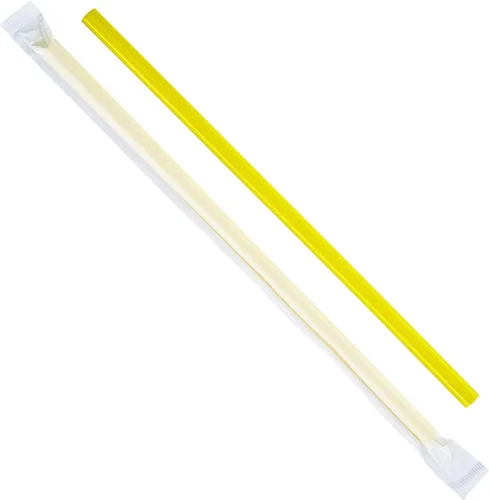 Vista 2 de Karat Pajitas gigantes de 9'' (0.315 in) envueltas en papel - amarillo - 2,500 ct