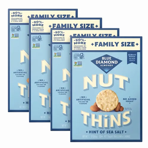 Vista 33 de Blue Diamond Almonds Nut-Thins Galletas Crujientes Sin Gluten, Original, Tamaño Familiar, 7.7 oz (Paquete de 6)