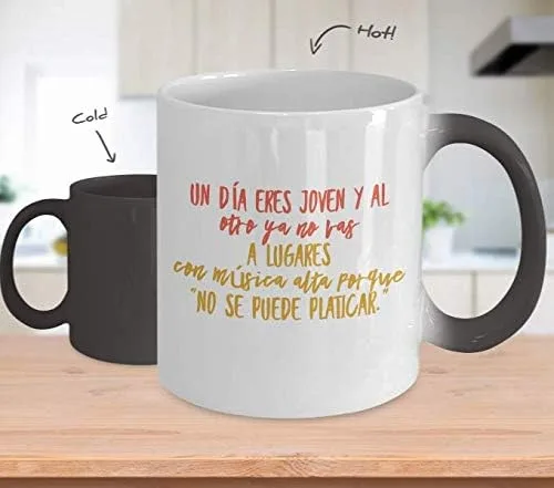 Vista 2 de Taza de Café Joven Vaso, taza café divertidas, tazas personalizadas, taza de café inspiradoras, taza con mensajes positivos.