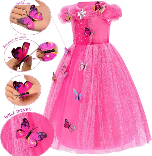Vista 2 de Party Chili Disfraz de princesa para niñas de 3 a 10 años para cumpleaños de Navidad
