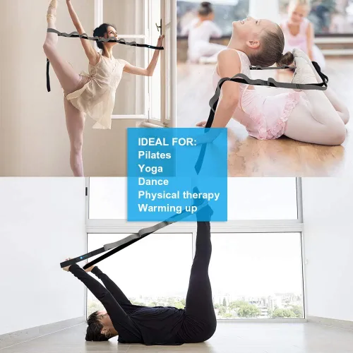 Vista 5 de A AZURELIFE Half-Elastic Stretch Straps with 11 Loops, Stretching Strap for Physical Therapy, Multi-Loop Yoga Strap Fitness Exercise Strap for Yoga