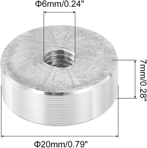Vista 2 de uxcell M6 Rosca 0.787 in de diámetro de forma redonda de aluminio disco hardware 1pcs, aluminio círculo disco vidrio adaptador superior para mesa