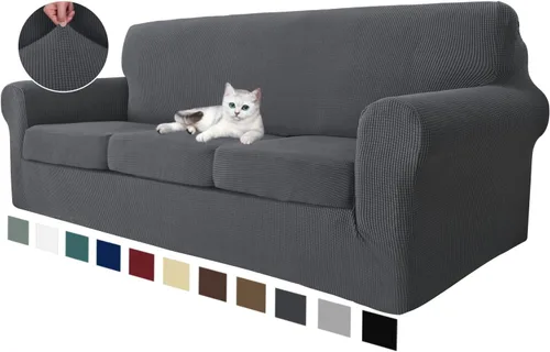 Vista 52 de MAXIJIN 2 piezas de fundas para silla con brazos, funda para silla de sofá para sala de estar, funda elástica para perros para una silla con 1 cojín