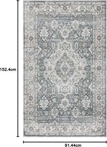 Vista 125 de SAFAVIEH - Colección Isabella, alfombra decorativa - 2'2" x 5', azul y crema, diseño oriental, no desprende pelusa y fácil cuidado, ideal para áreas