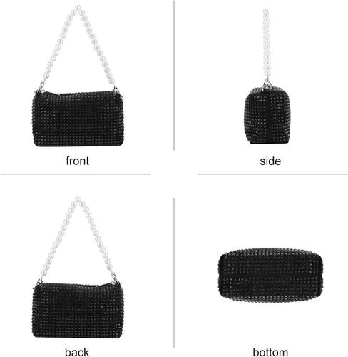 Vista 7 de Bolso de mano para mujer, bolso de noche brillante, bolso cruzado, bolso de mano con diamantes de imitación