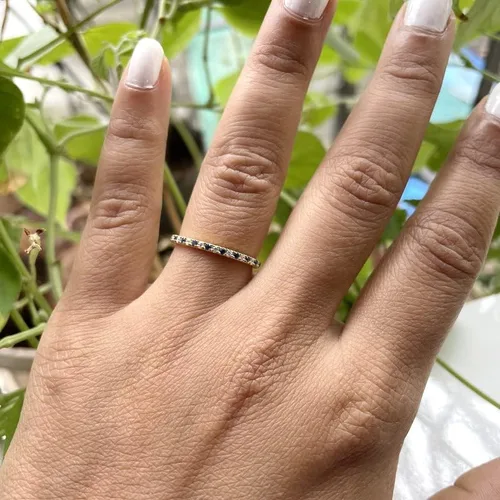 Vista 8 de Blue Sapphire & White Diamond Half Eternity Wedding Band For Women, 14k Gold Finish Sapphire Wedding Band, Ladies Alternate Diamond Ring