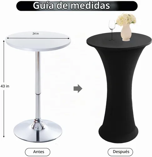 Vista 2 de Mantel Redondo Elástico de Spandex para Cóctel, Paquete de 2, 24"x43" Cubierta de Mesa Ajustada Highboy Elástica, Mantel Redondo de Cóctel para Mesa