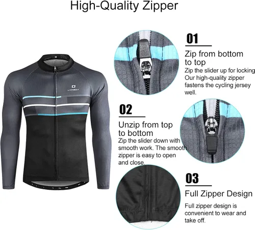 Vista 4 de LAMEDA Cycling Jersey Mens Long Sleeves Athletic Bicycle Mountain Bike