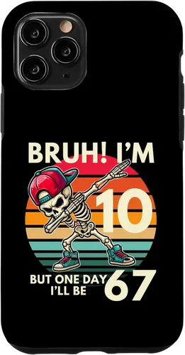 Vista 29 de Bruh I'm 10 But One-Day I'll Be 67 Retro 10th Birthday Kids Case for iPhone 17